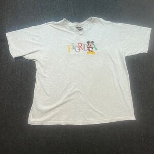 Disney Mickey Mouse Shirt 22W 24W Womens Gray Florida Embroidered Brazos Vtg 90s